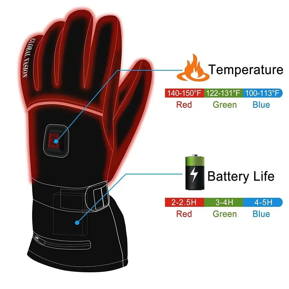 Ot Product Black Winter Hand Heated Ski Glove Thin Heated Gloves