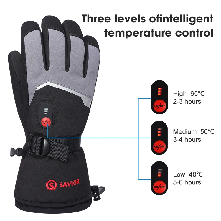 SAVIOR Amazon Hot Sale Touch Screen Fingers Winter Warm Skiing Motorcycling Riding Camping Electric Battery Operated Heated Gloves