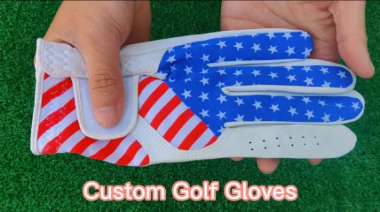 USA-Flaggen-Druckdesign, individuelles Logo, Cabretta-Leder-Golfhandschuh